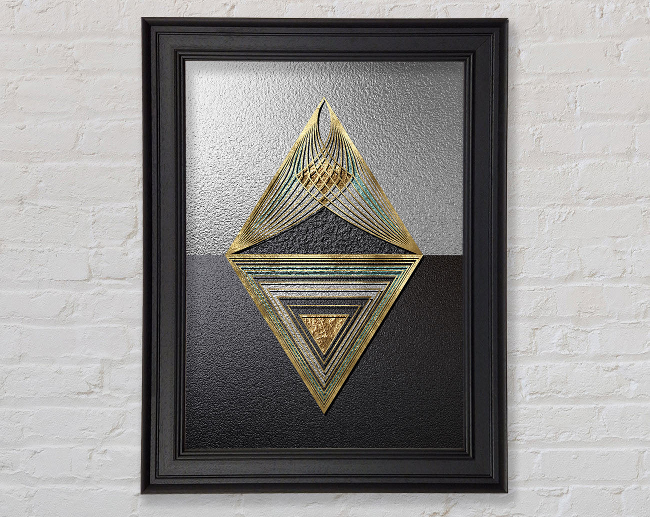 Golden Triangles  Black And White Framed Print