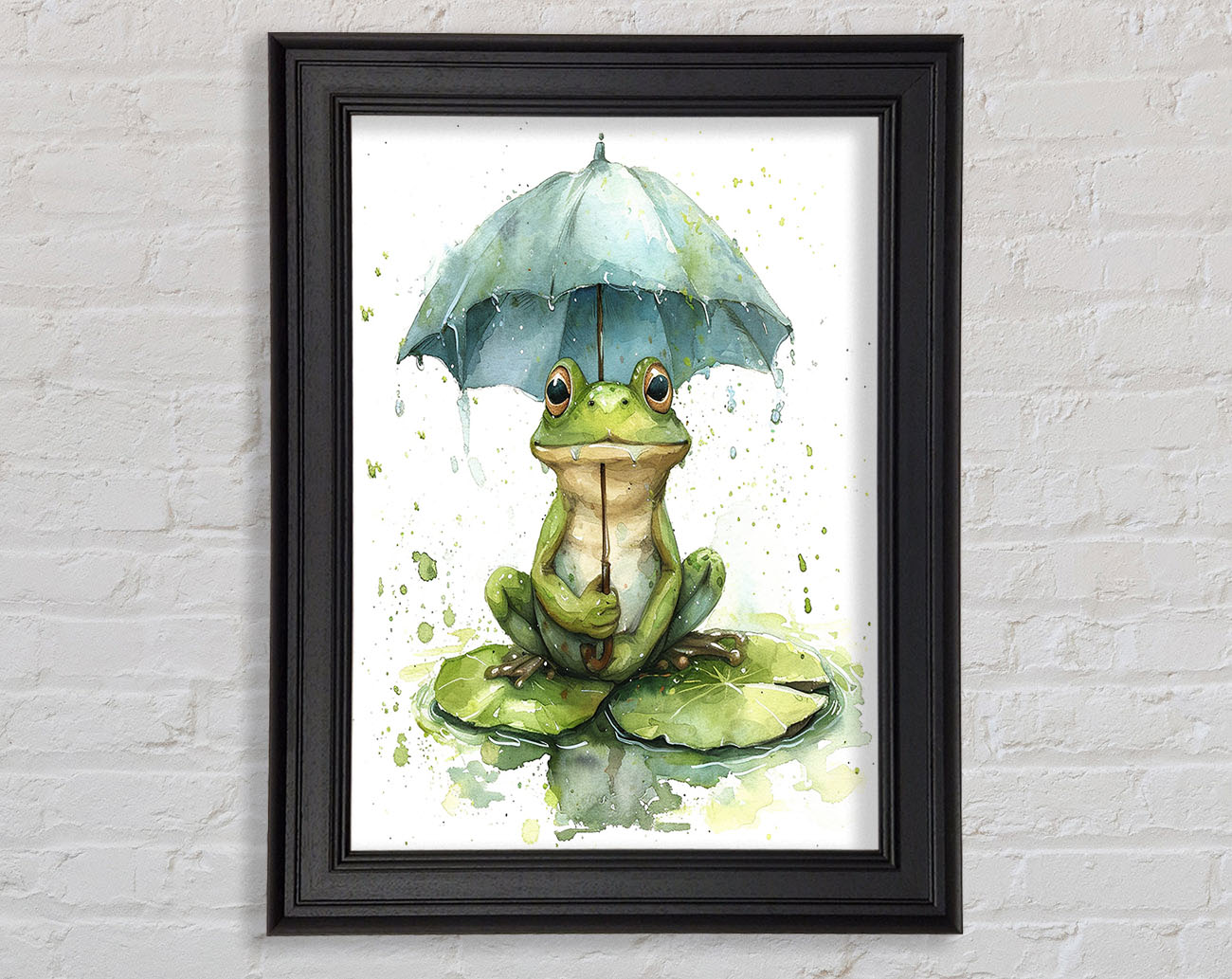 Happy Frog Umbrella Framed Print