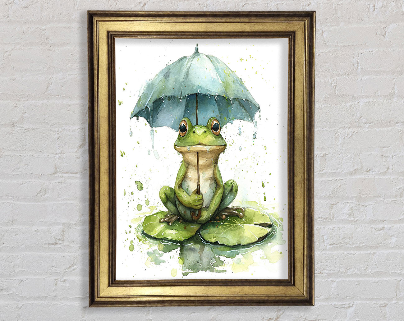 Happy Frog Umbrella Framed Print