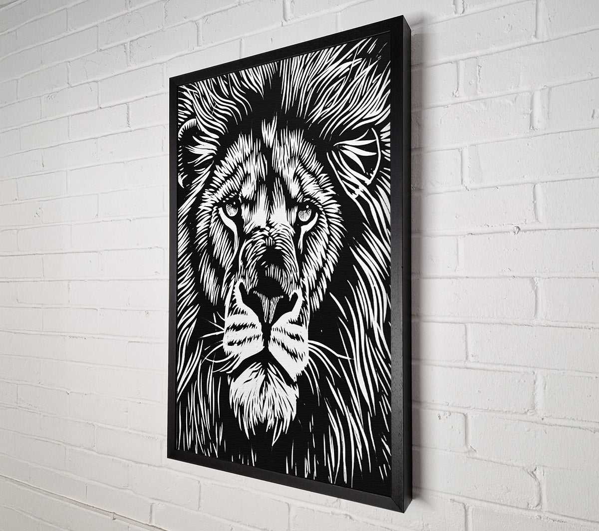 Lithograph Chunky Lion Canvas Print