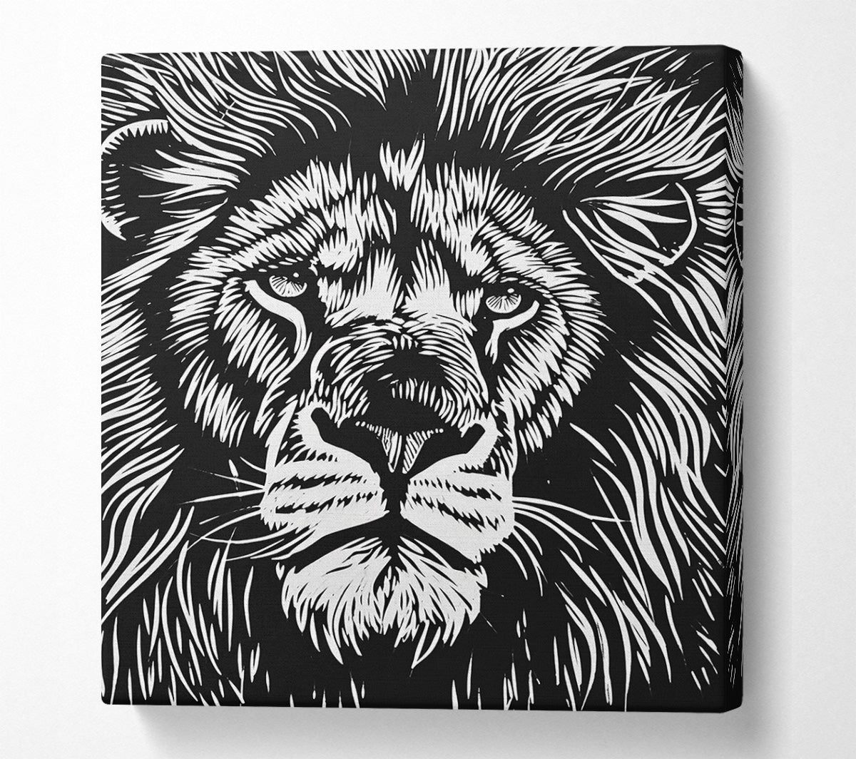 Lithograph Chunky Lion Canvas Print