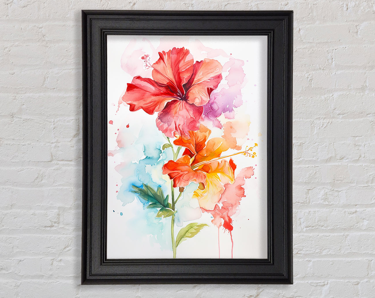 Orange Flower Watercolours Framed Print