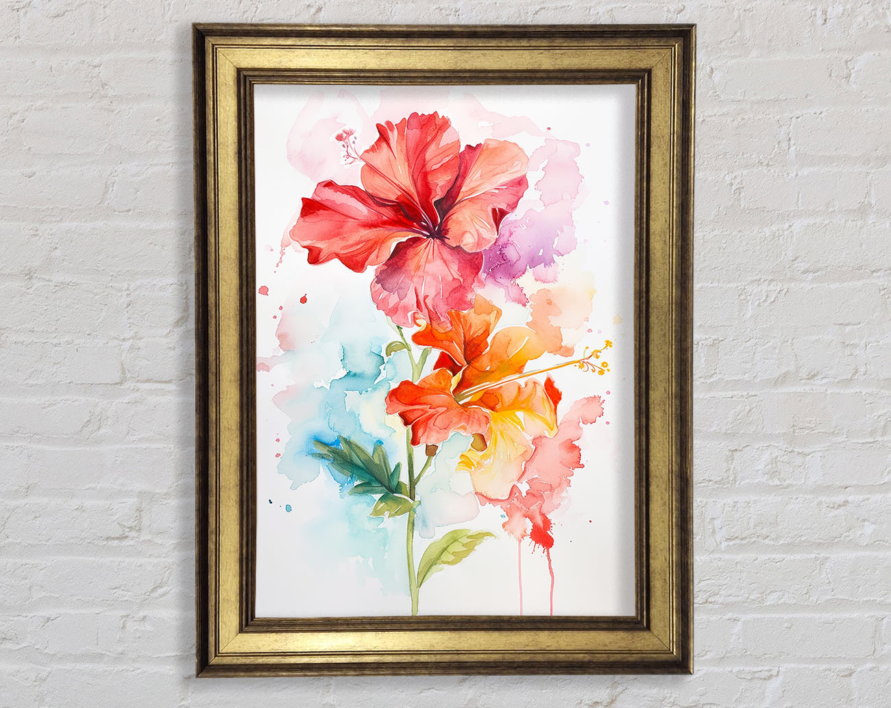Orange Flower Watercolours Framed Print