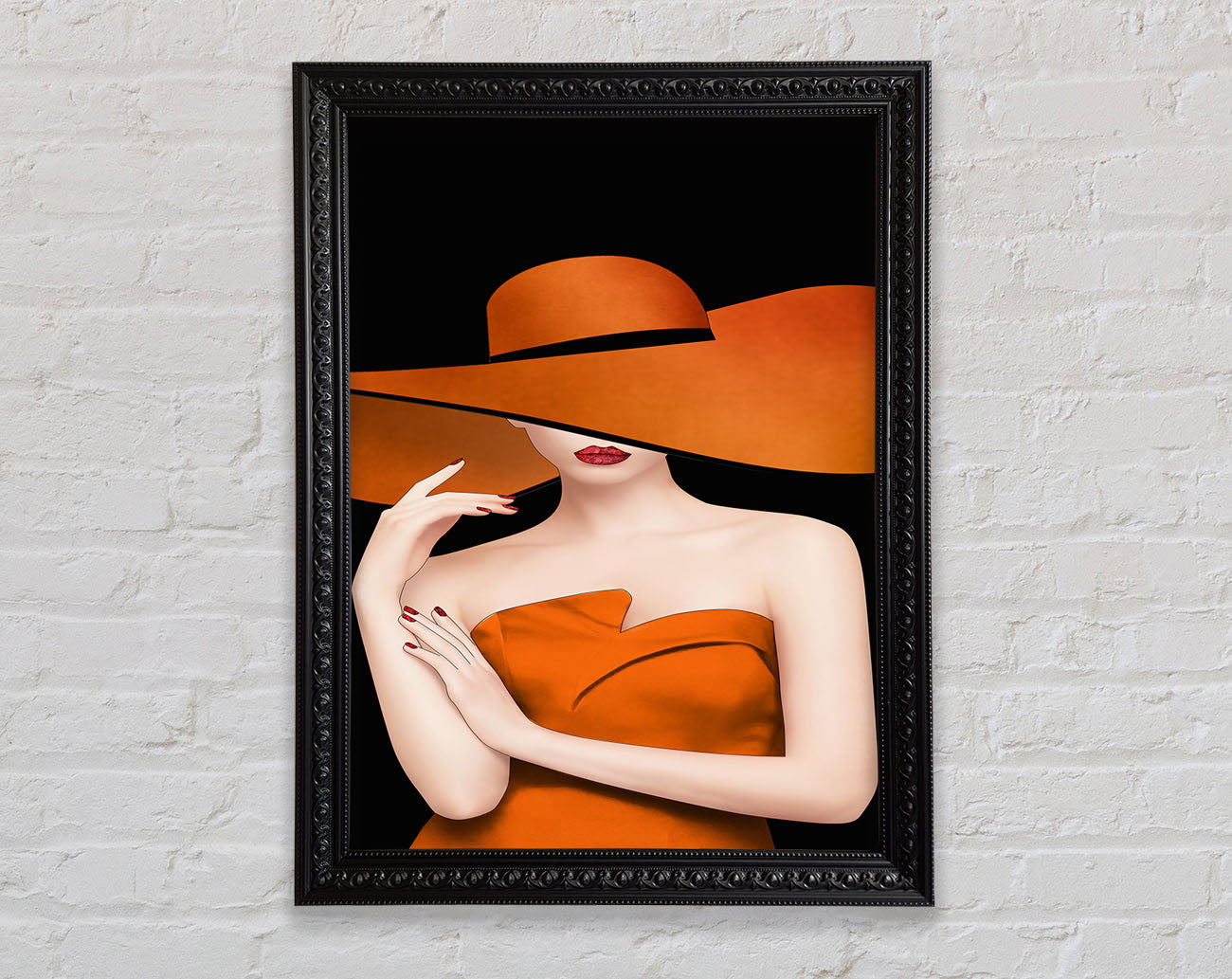 Orange Hat Lady Framed Print