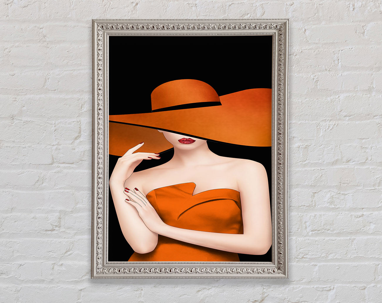 Orange Hat Lady Framed Print