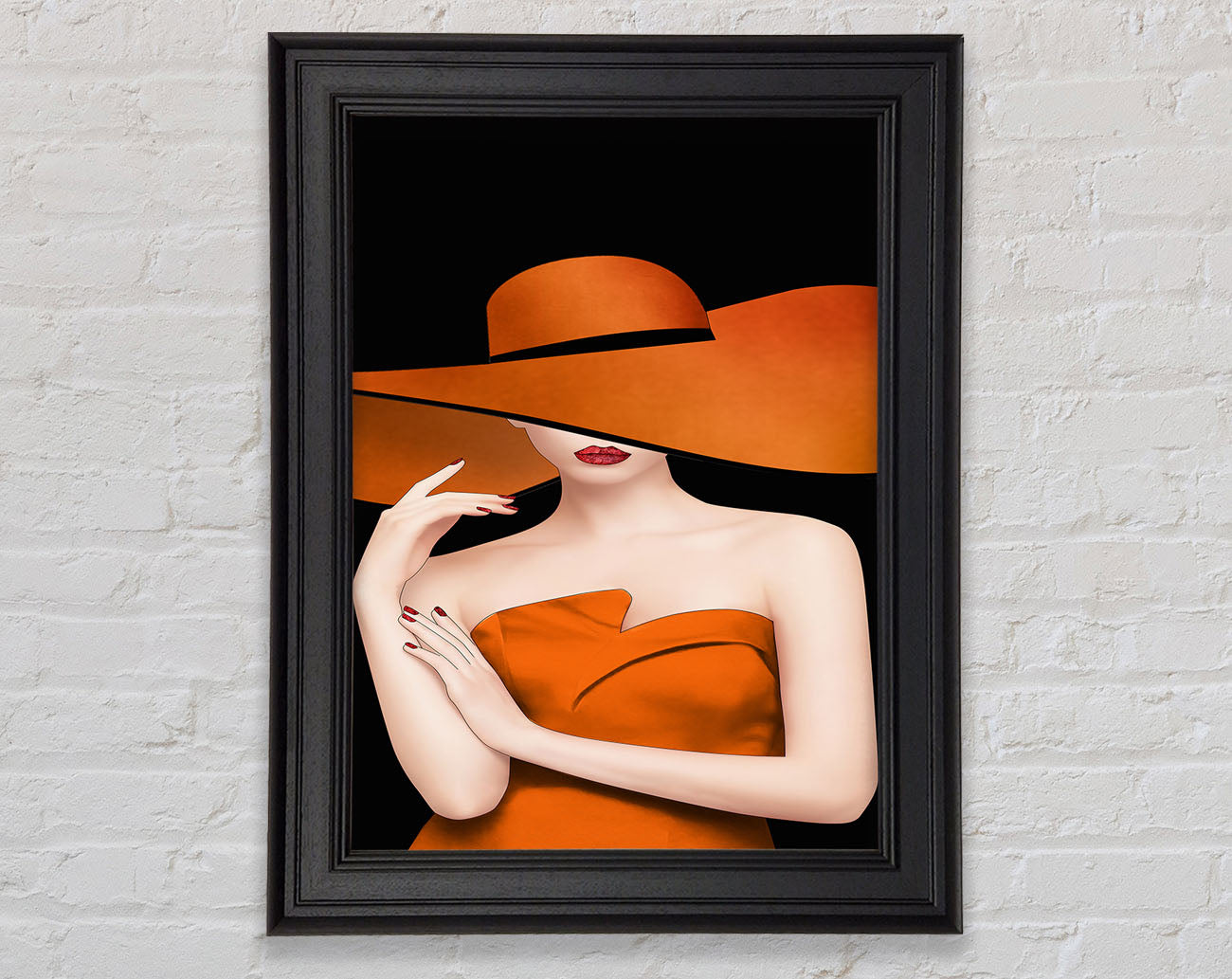 Orange Hat Lady Framed Print