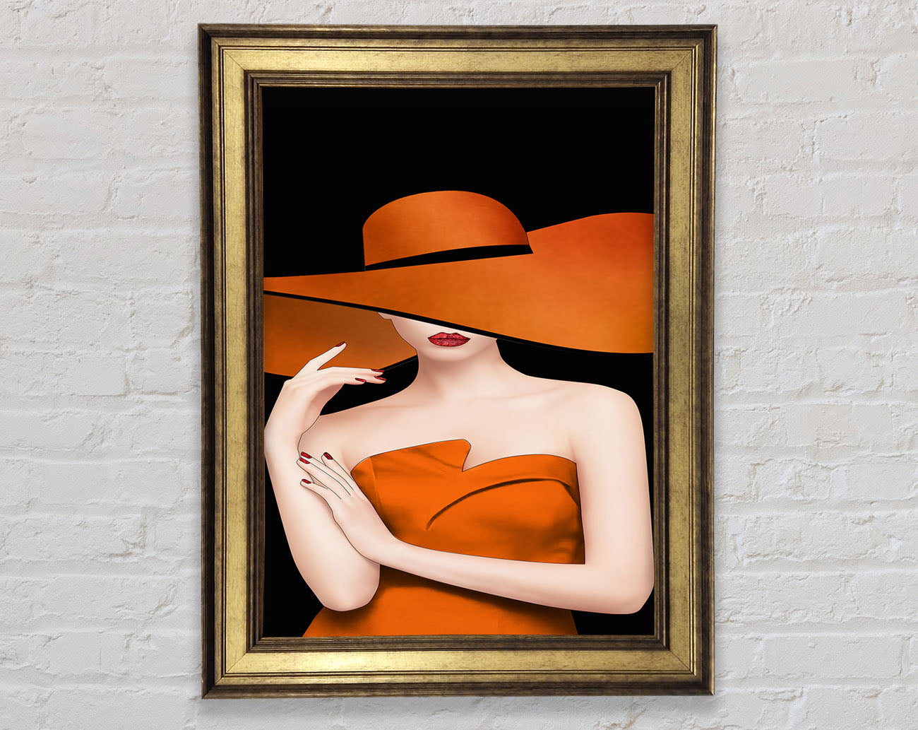Orange Hat Lady Framed Print