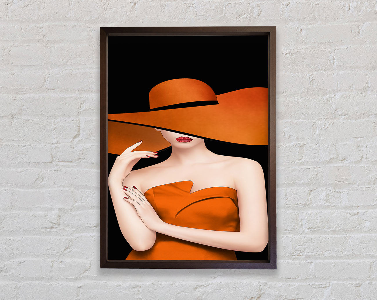 Orange Hat Lady Framed Print