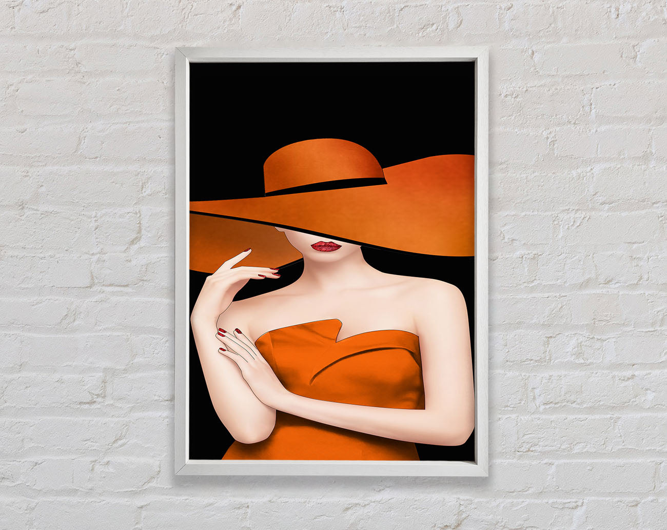 Orange Hat Lady Framed Print