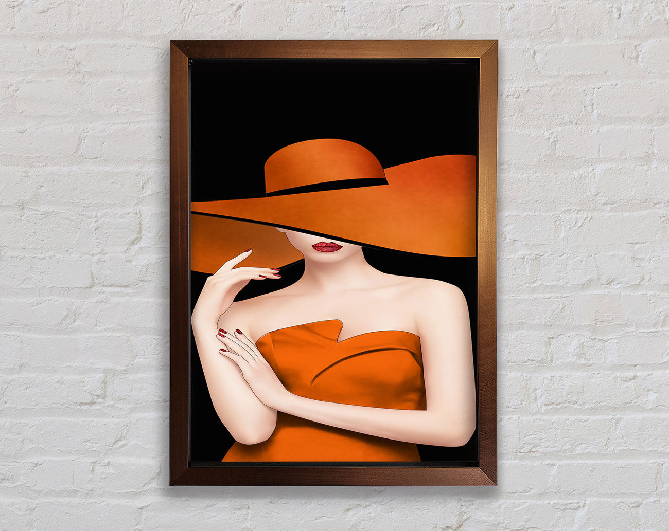 Orange Hat Lady Framed Print
