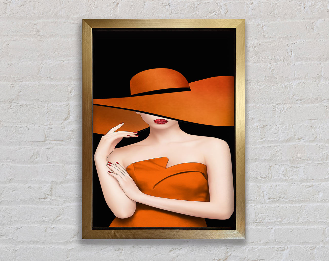 Orange Hat Lady Framed Print
