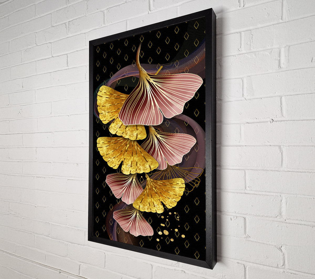 Pink And Gold Leaves Canvas Wall Art