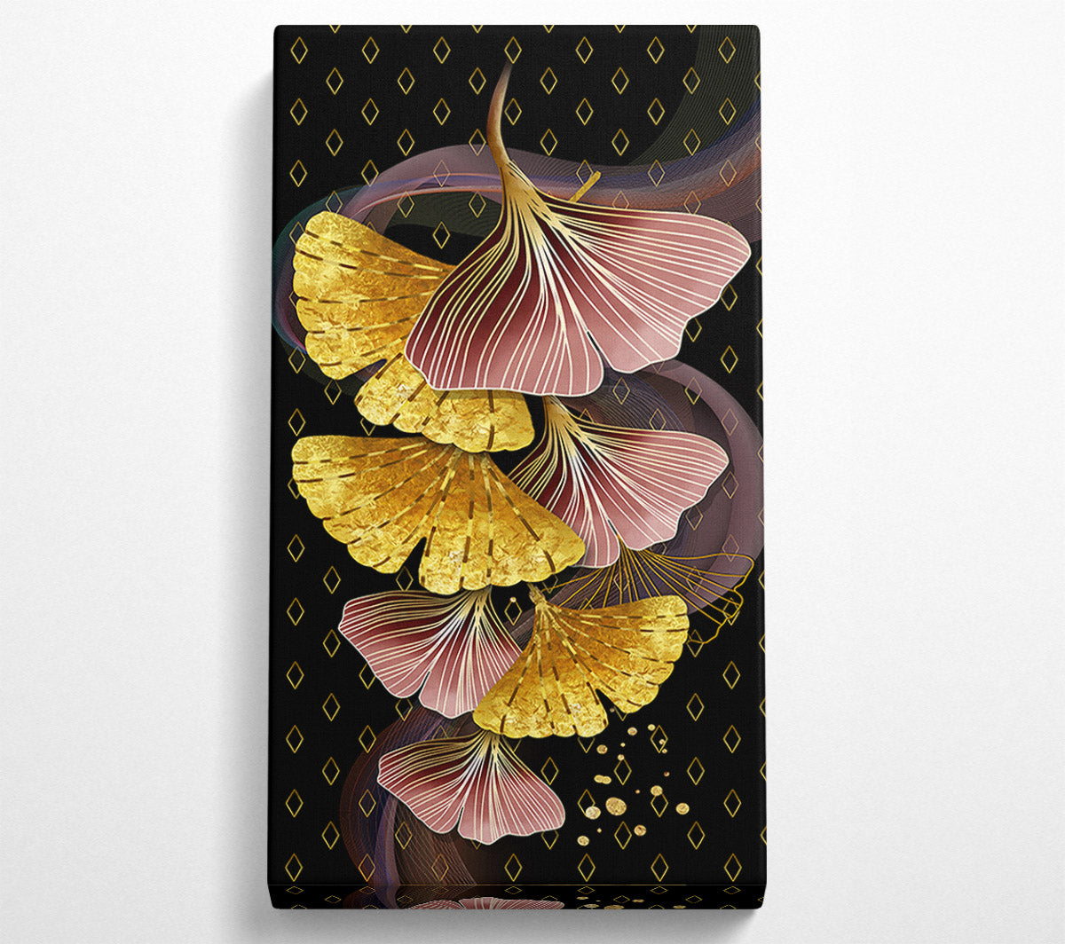 Pink And Gold Leaves Canvas Wall Art