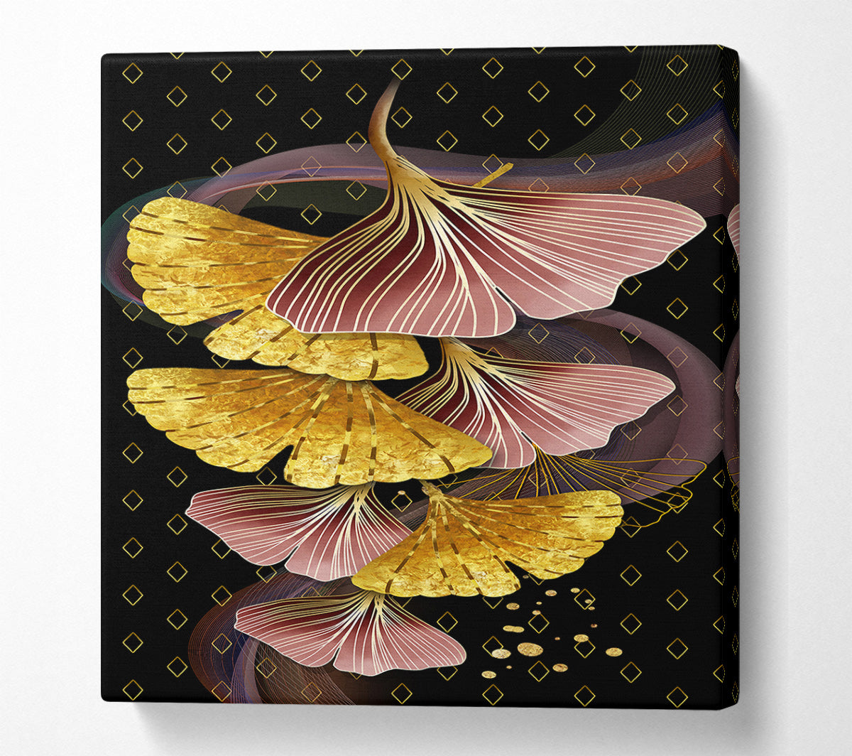 Pink And Gold Leaves Canvas Wall Art