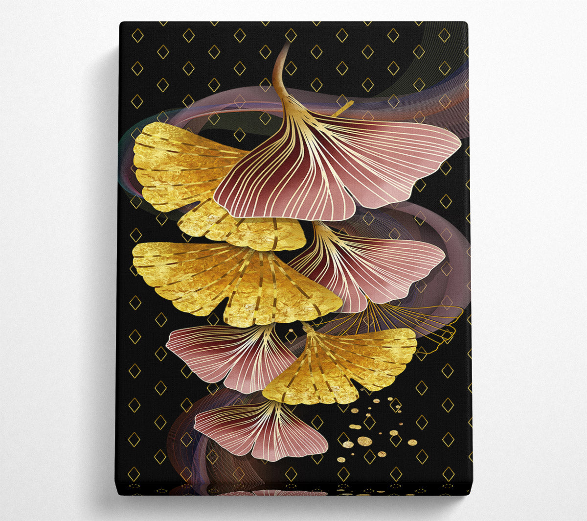 Pink And Gold Leaves Canvas Wall Art