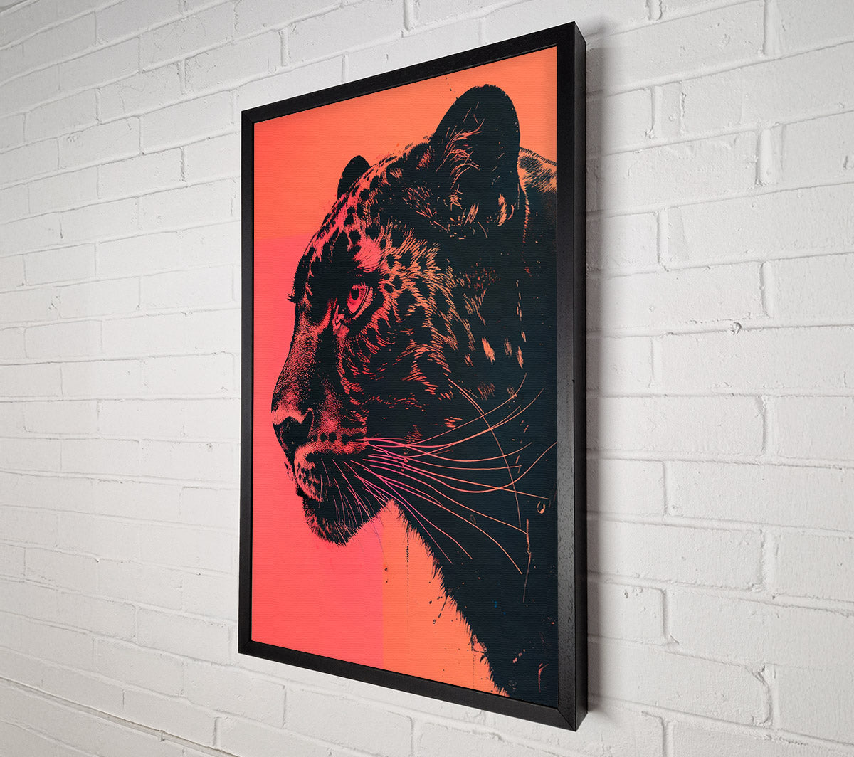 Red Jaguar Face Canvas Wall Art