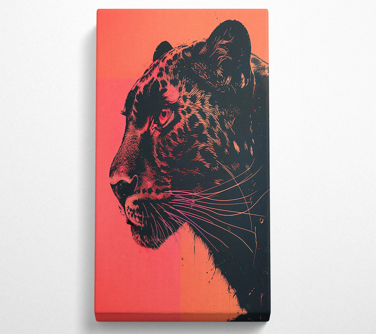 Red Jaguar Face Canvas Wall Art