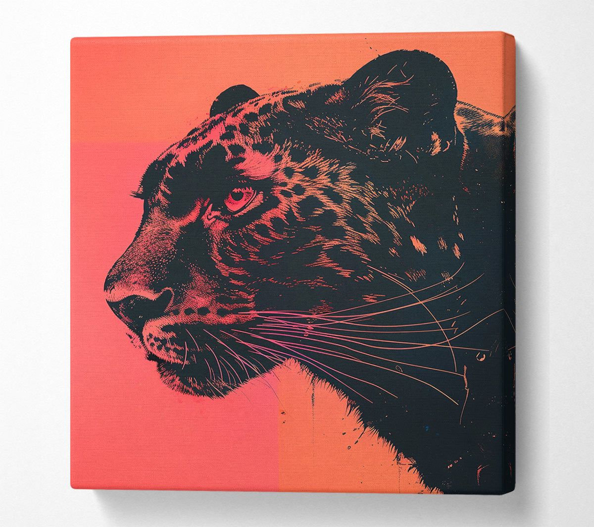 Red Jaguar Face Canvas Wall Art