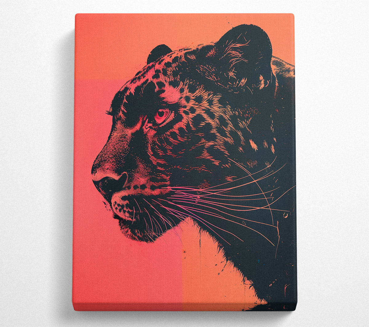 Red Jaguar Face Canvas Wall Art