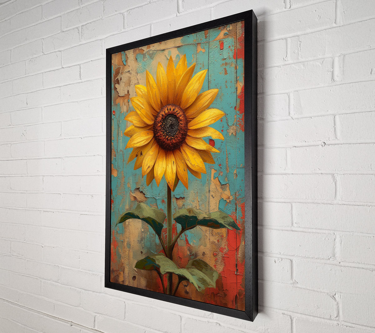 Retro Sunflower Canvas Wall Art