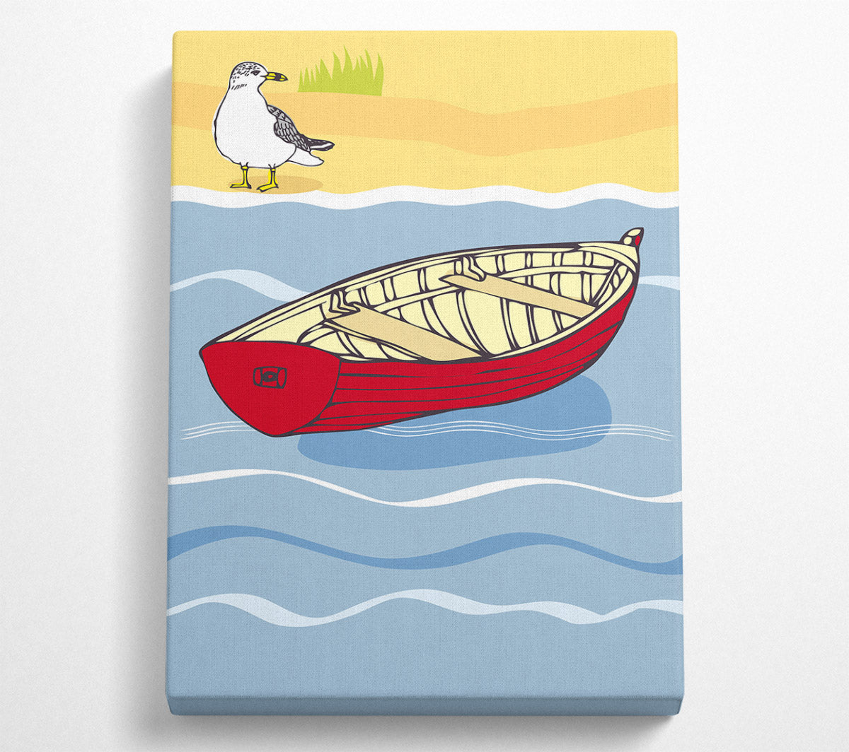 Seagull Boat Sea Canvas Wall Art