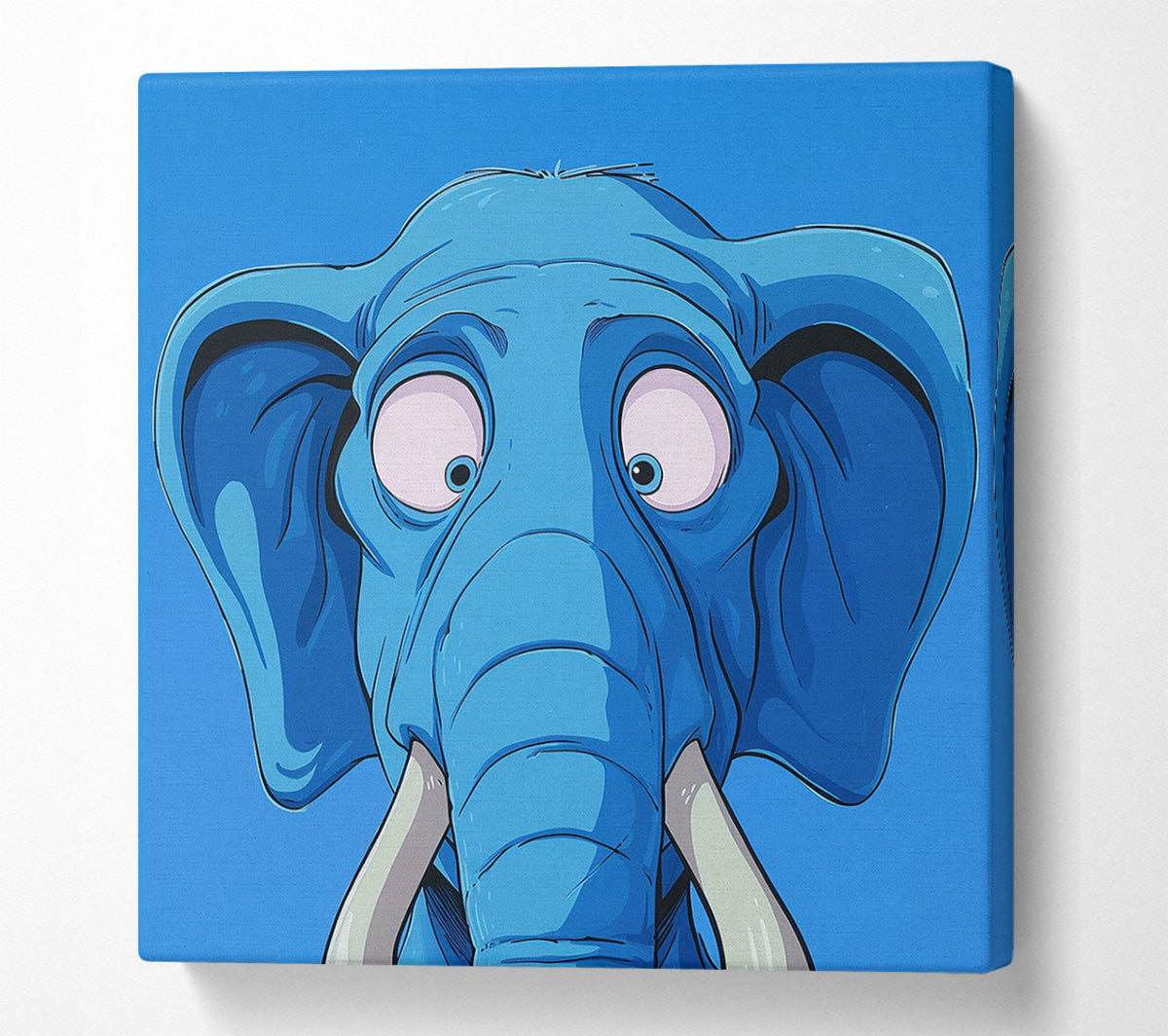 Shocked Blue Elephant Canvas Wall Art