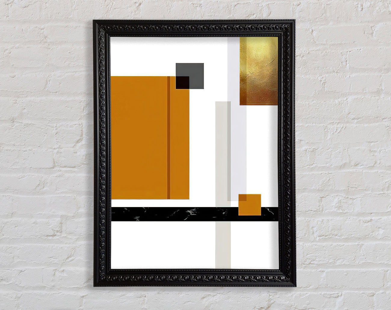 Squares Of Abstract Brown And Gold Framed Print