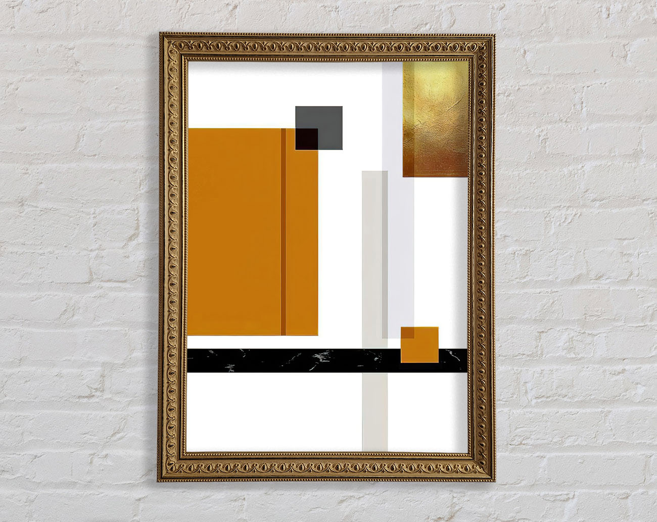 Squares Of Abstract Brown And Gold Framed Print
