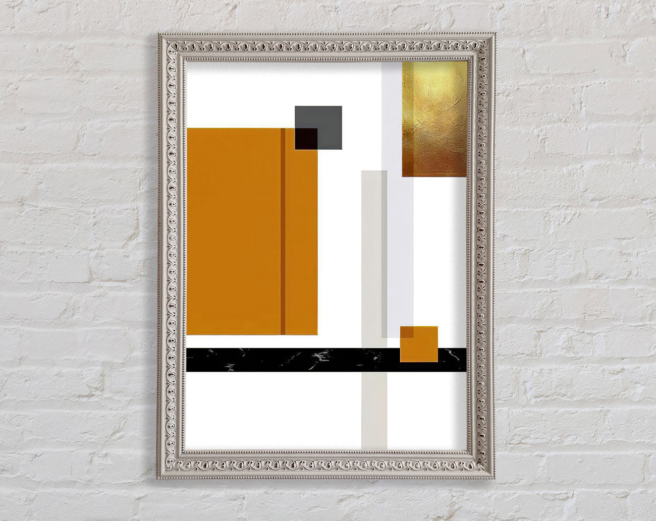 Squares Of Abstract Brown And Gold Framed Print