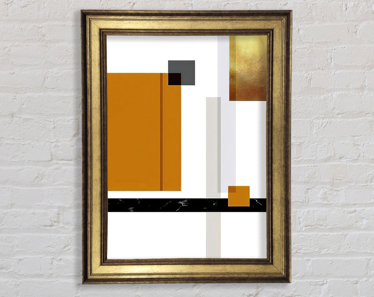 Squares Of Abstract Brown And Gold Framed Print