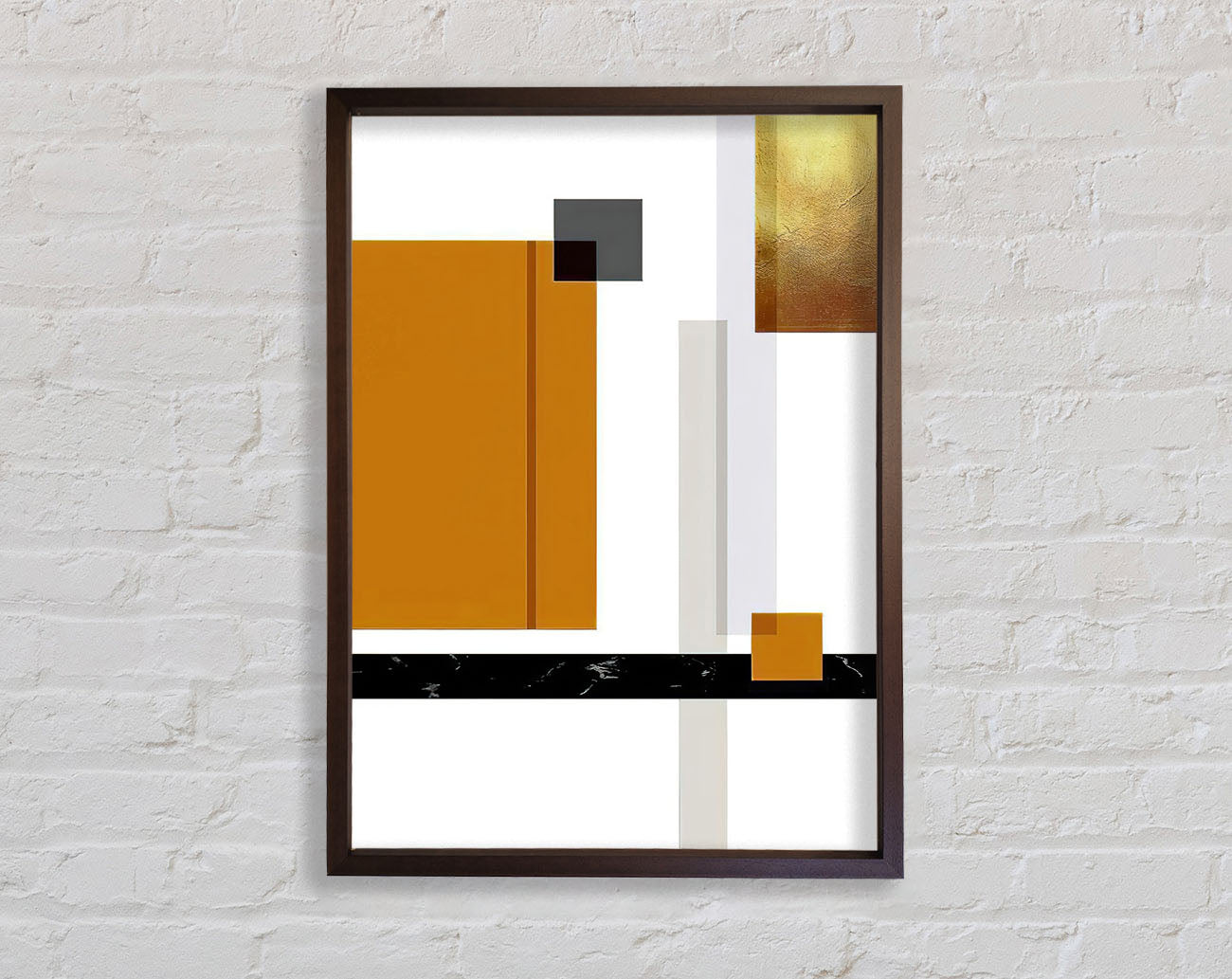 Squares Of Abstract Brown And Gold Framed Print