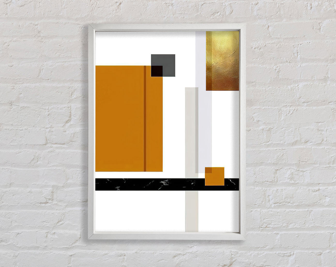 Squares Of Abstract Brown And Gold Framed Print