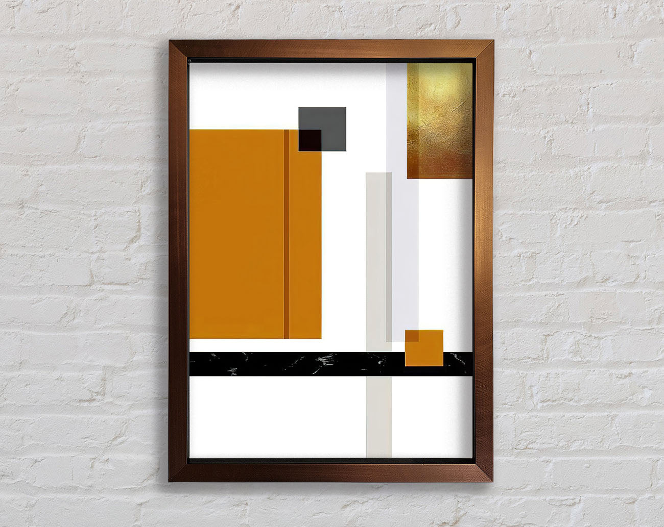 Squares Of Abstract Brown And Gold Framed Print