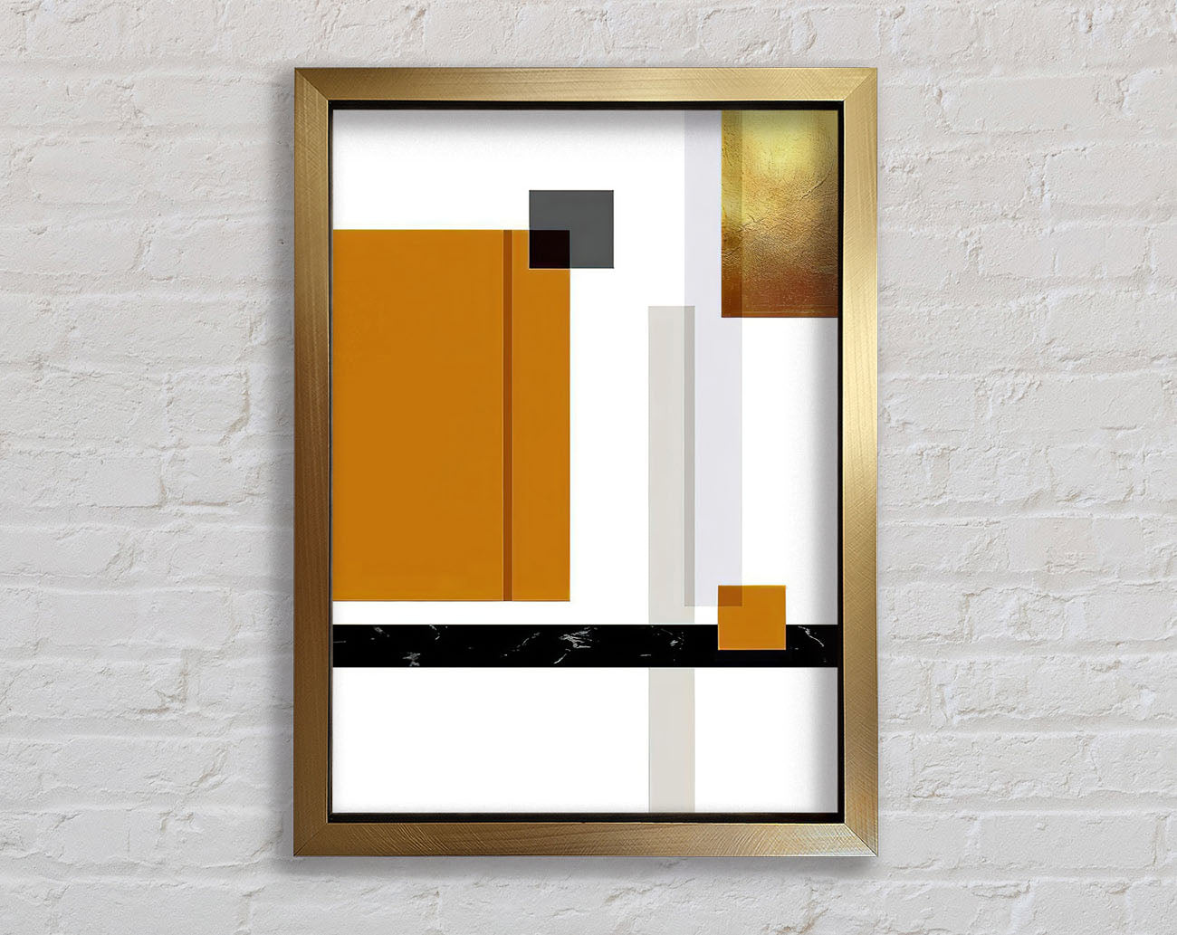 Squares Of Abstract Brown And Gold Framed Print