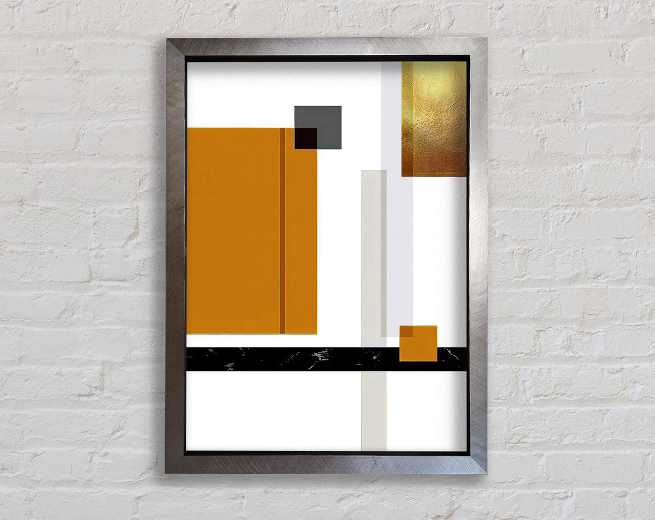 Squares Of Abstract Brown And Gold Framed Print
