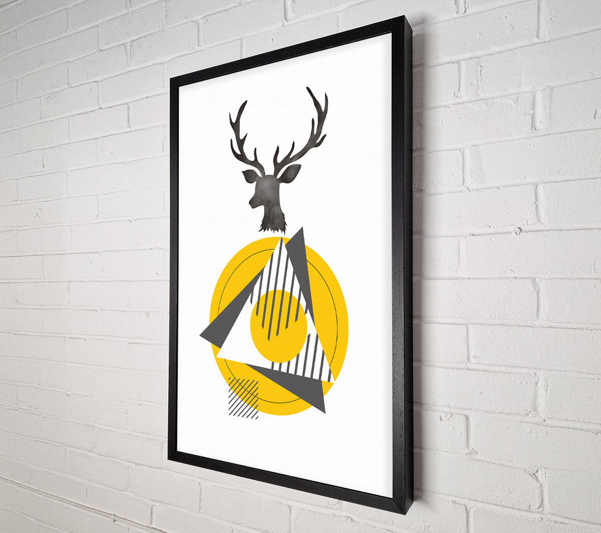 Stagg Head Circle Yellow Canvas Wall Art