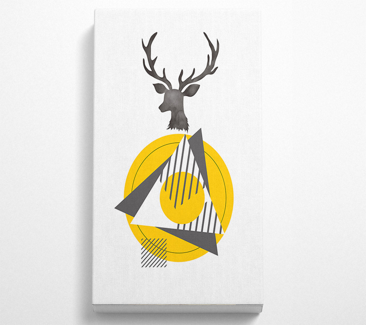 Stagg Head Circle Yellow Canvas Wall Art