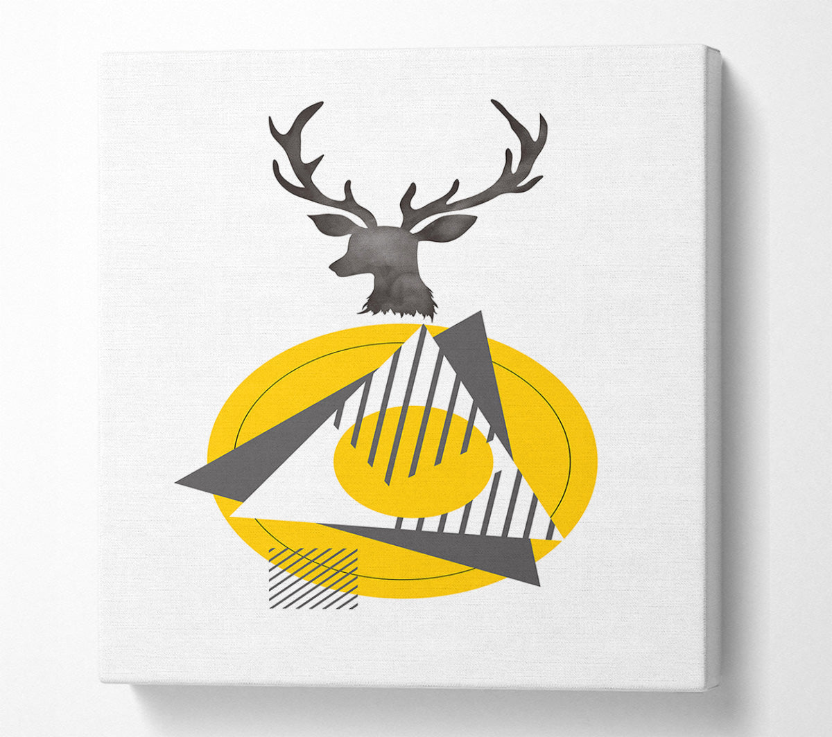 Stagg Head Circle Yellow Canvas Wall Art
