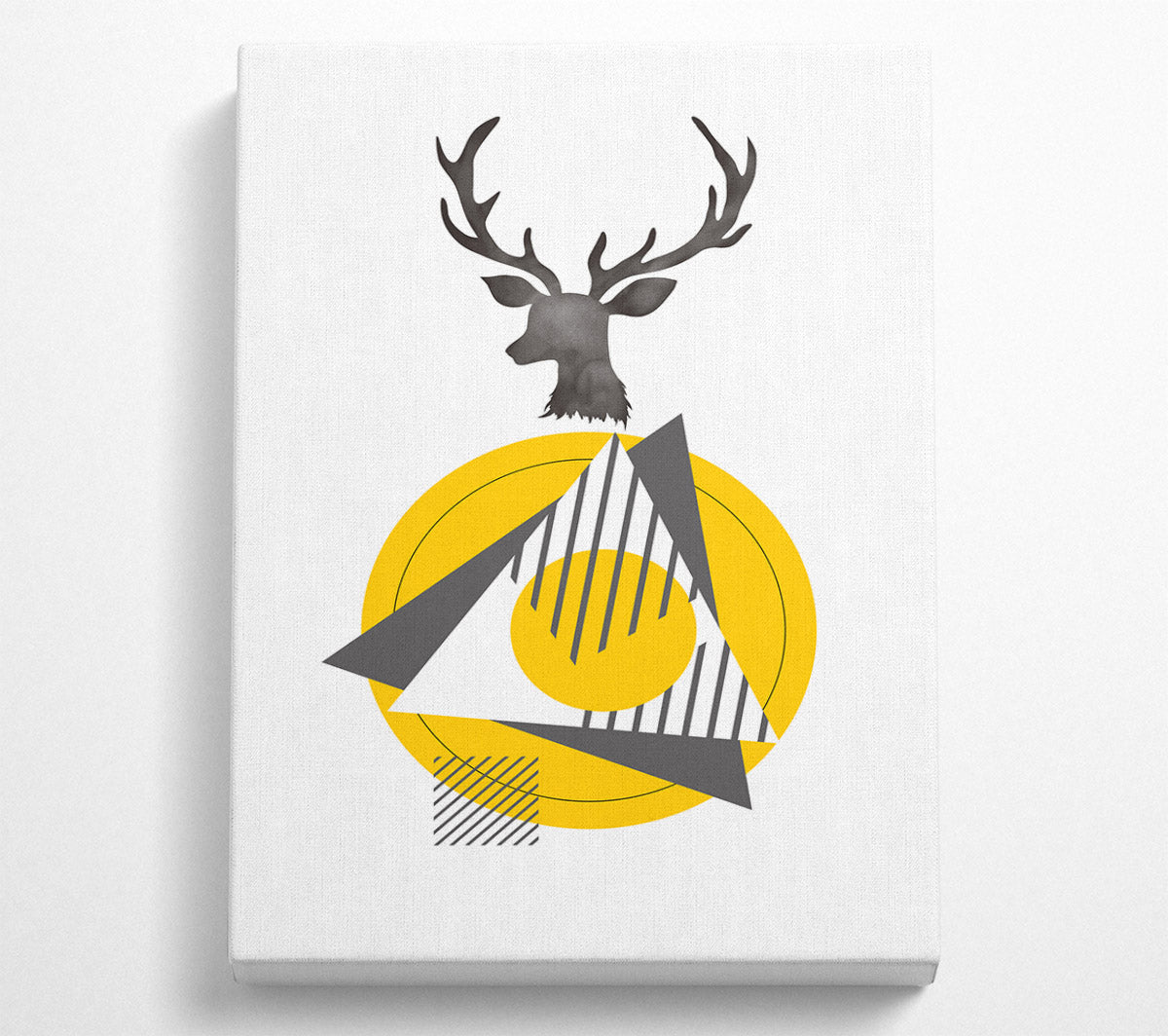 Stagg Head Circle Yellow Canvas Wall Art