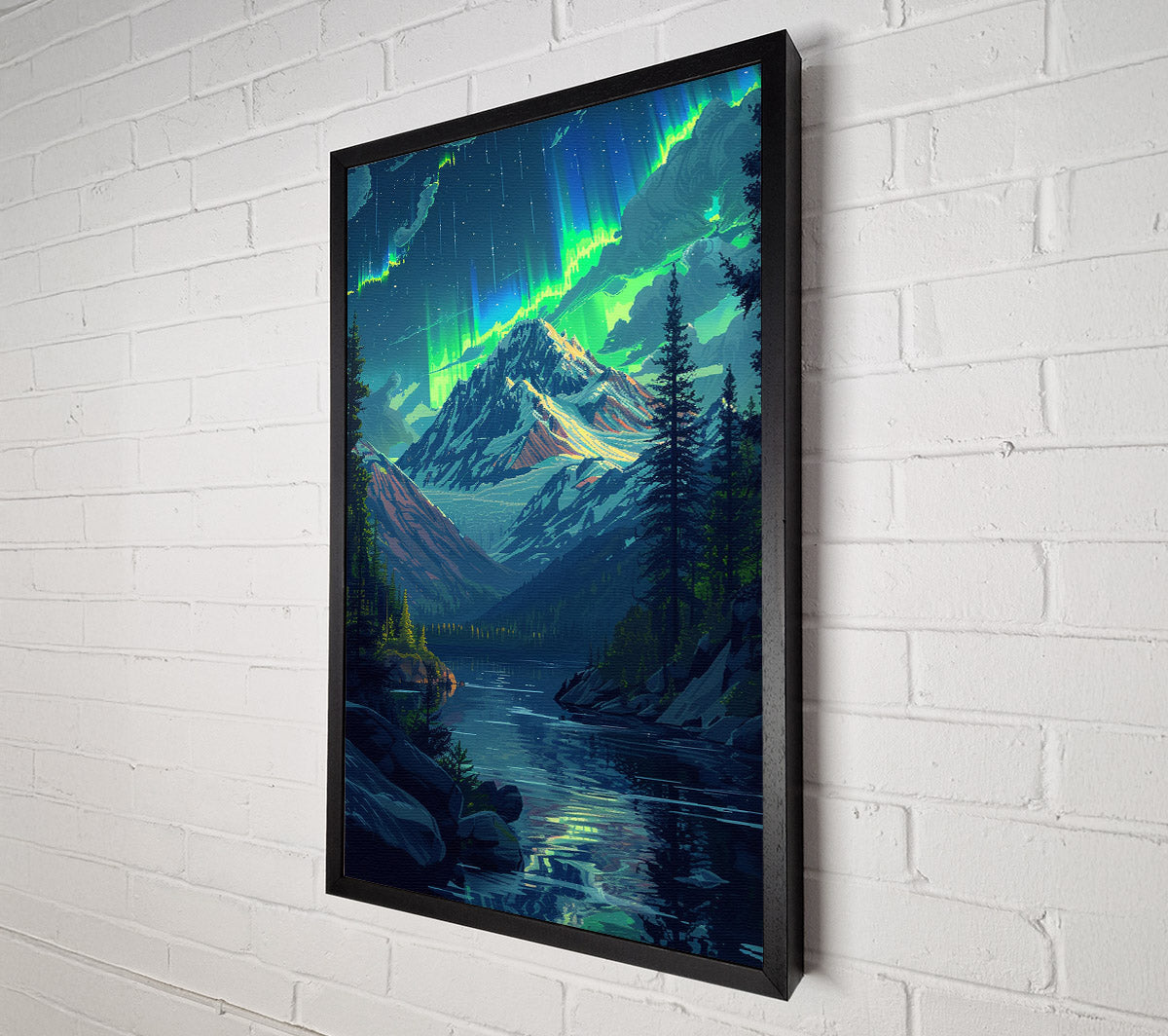 Strong Northerner Light Over The Mountains Canvas Wall Art