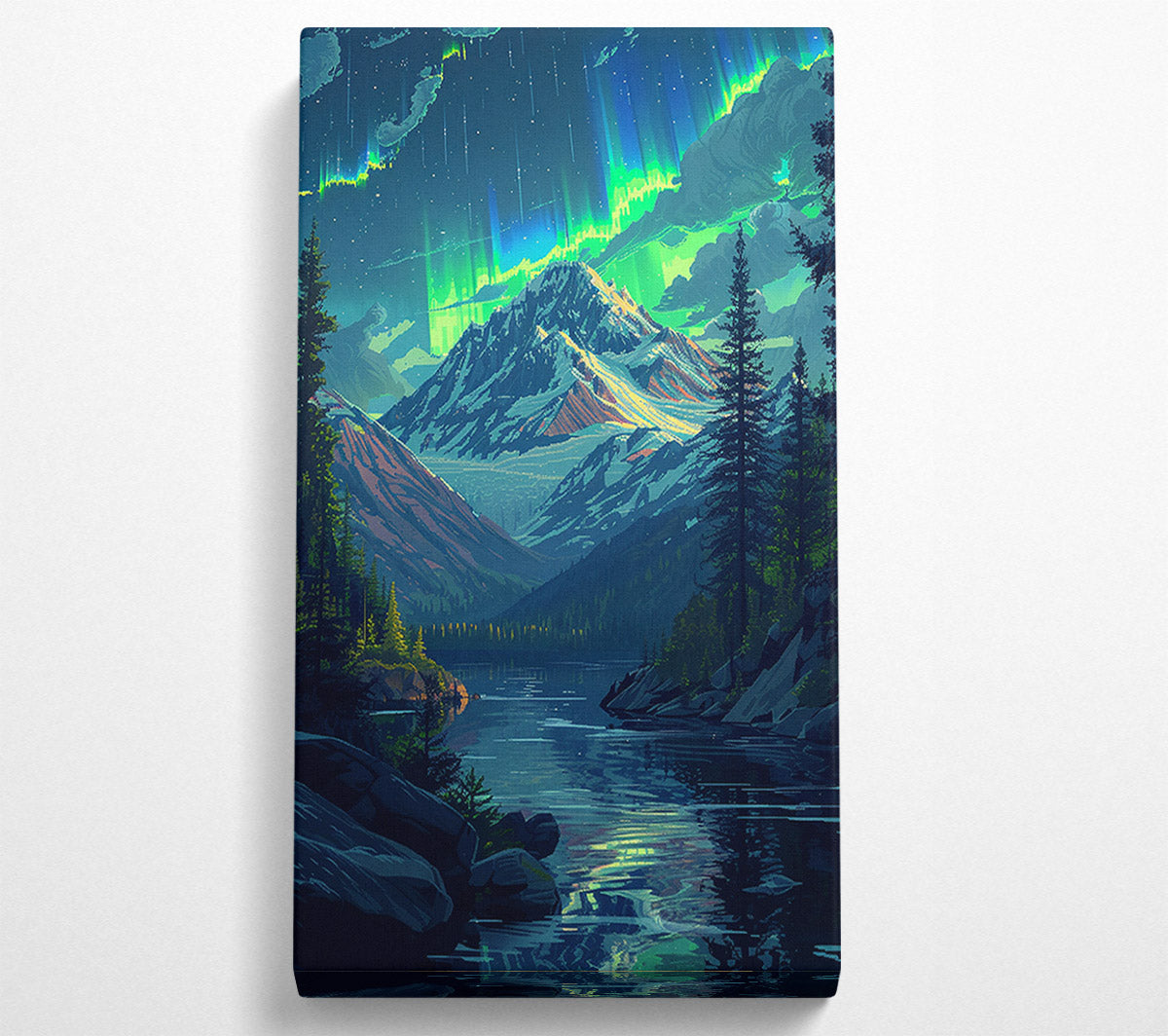 Strong Northerner Light Over The Mountains Canvas Wall Art