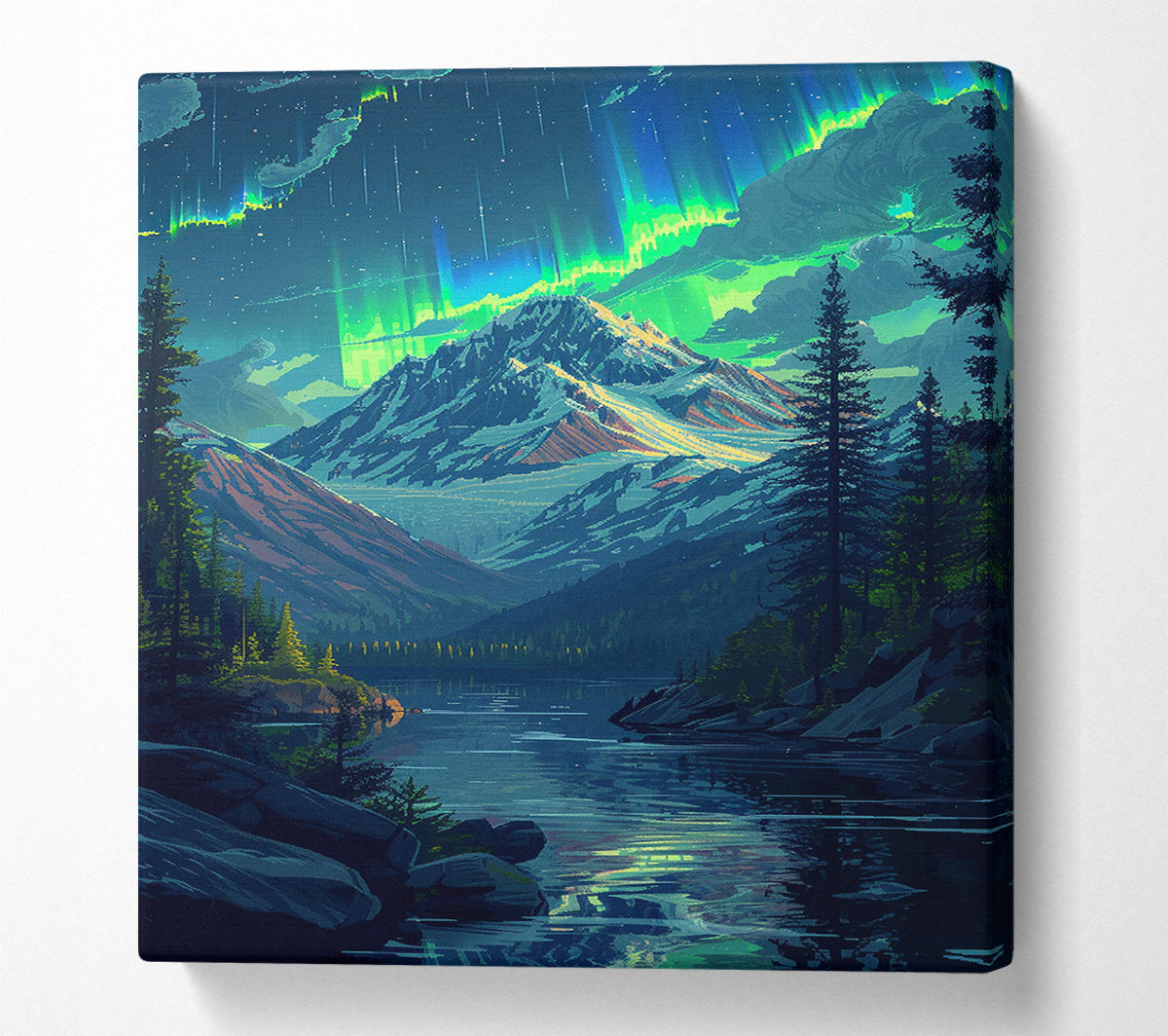 Strong Northerner Light Over The Mountains Canvas Wall Art