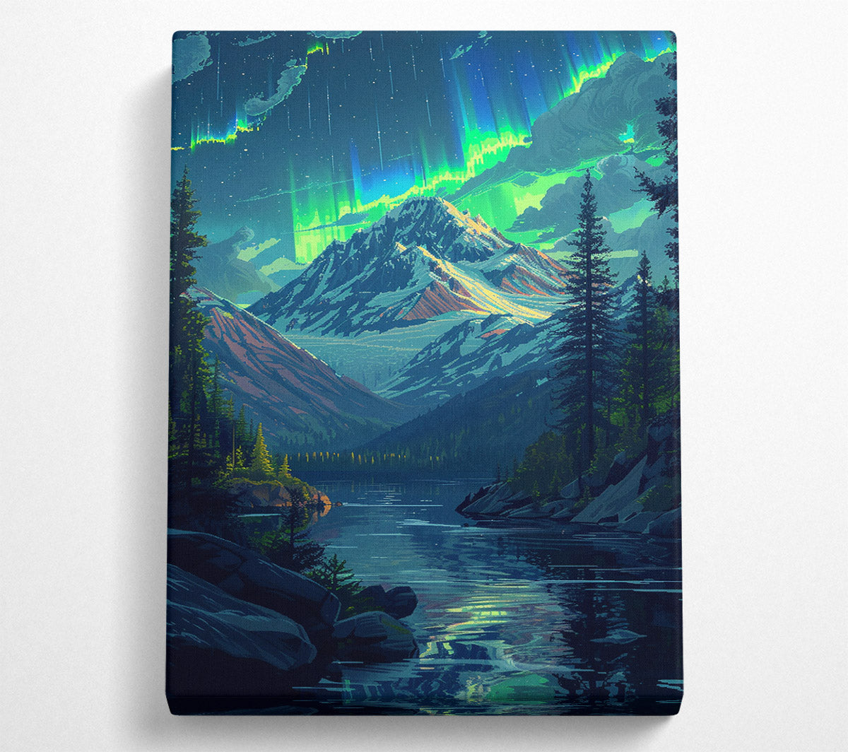 Strong Northerner Light Over The Mountains Canvas Wall Art