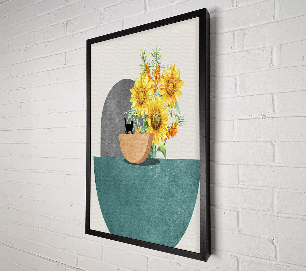Sunflower Cat Canvas Wall Art