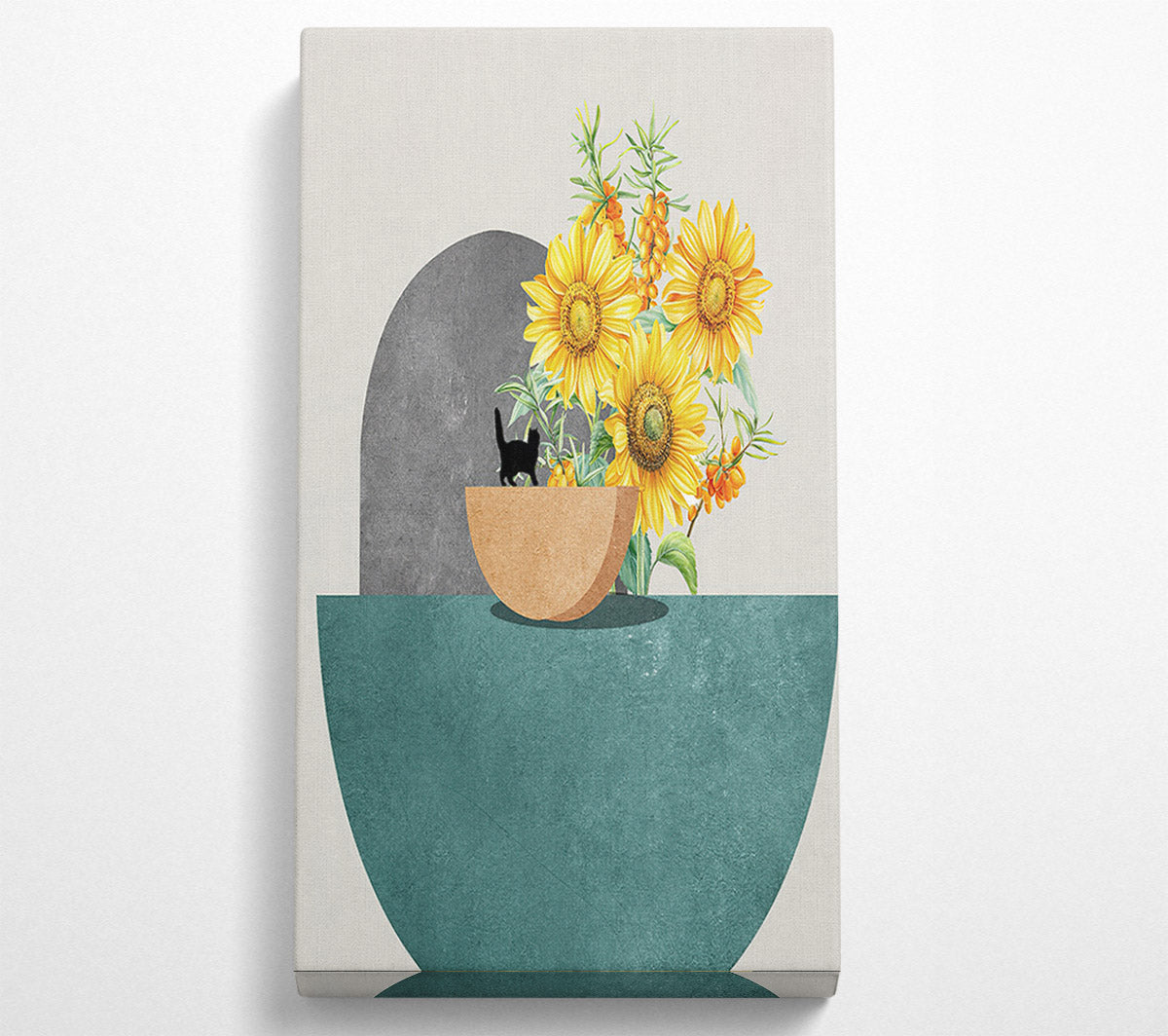 Sunflower Cat Canvas Wall Art