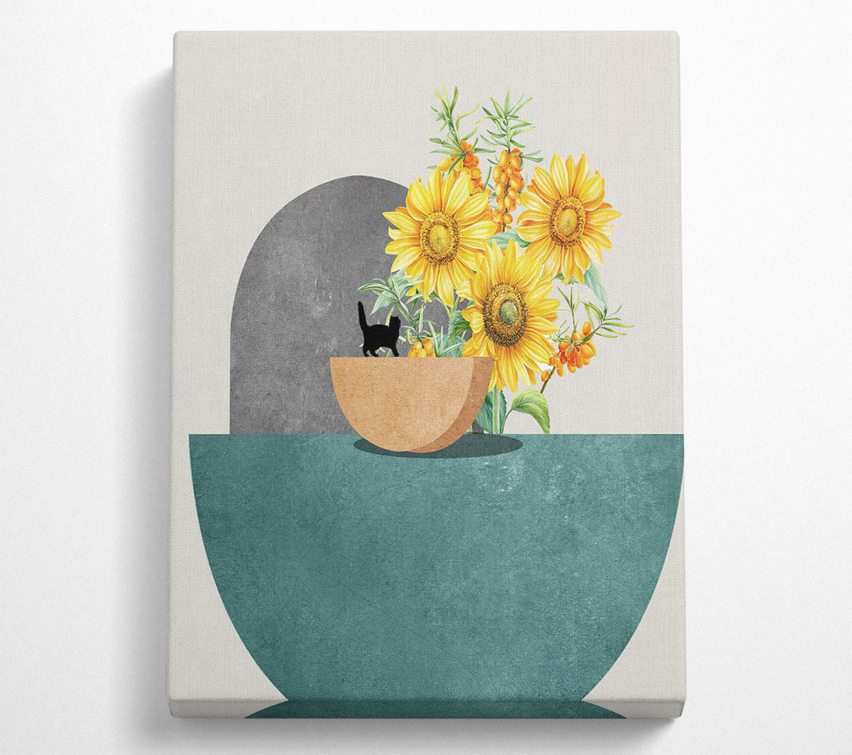Sunflower Cat Canvas Wall Art
