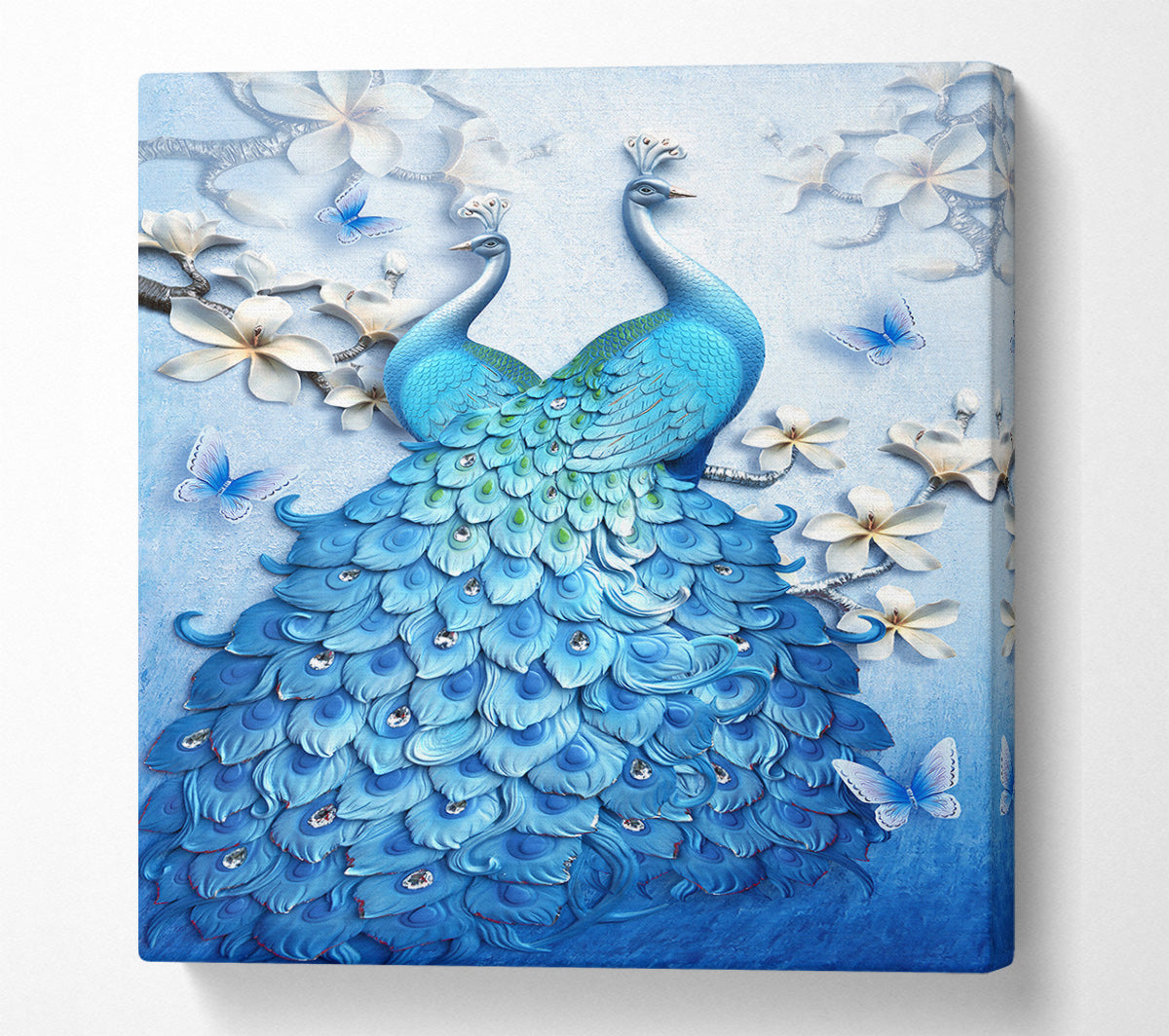 Two Blue Peacock Canvas Wall Art