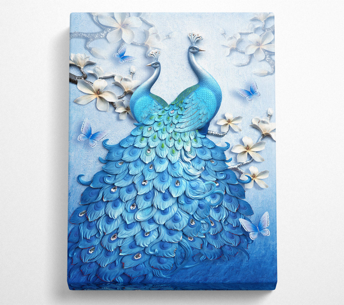 Two Blue Peacock Canvas Wall Art