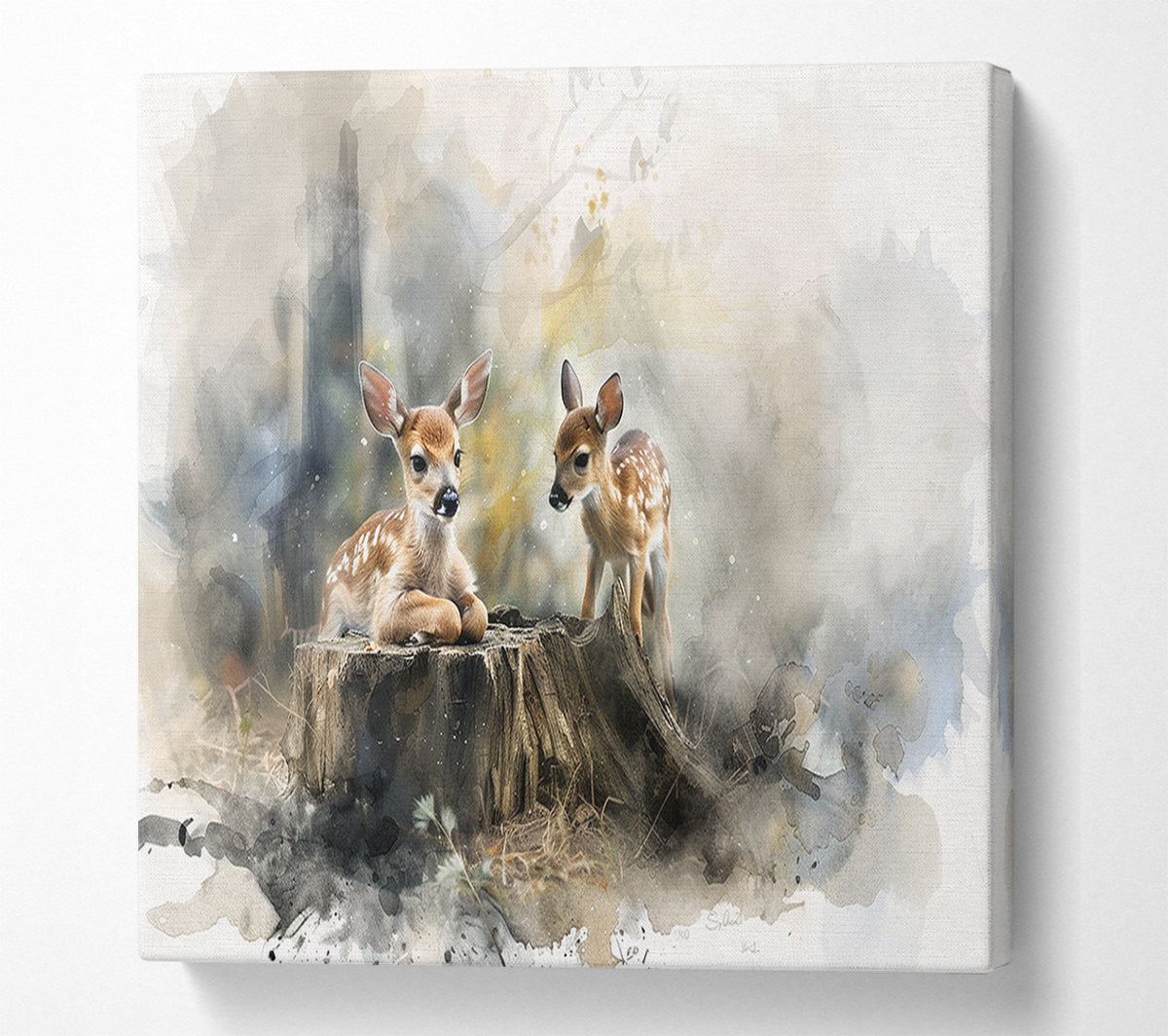 Two Little Deer Canvas Wall Art