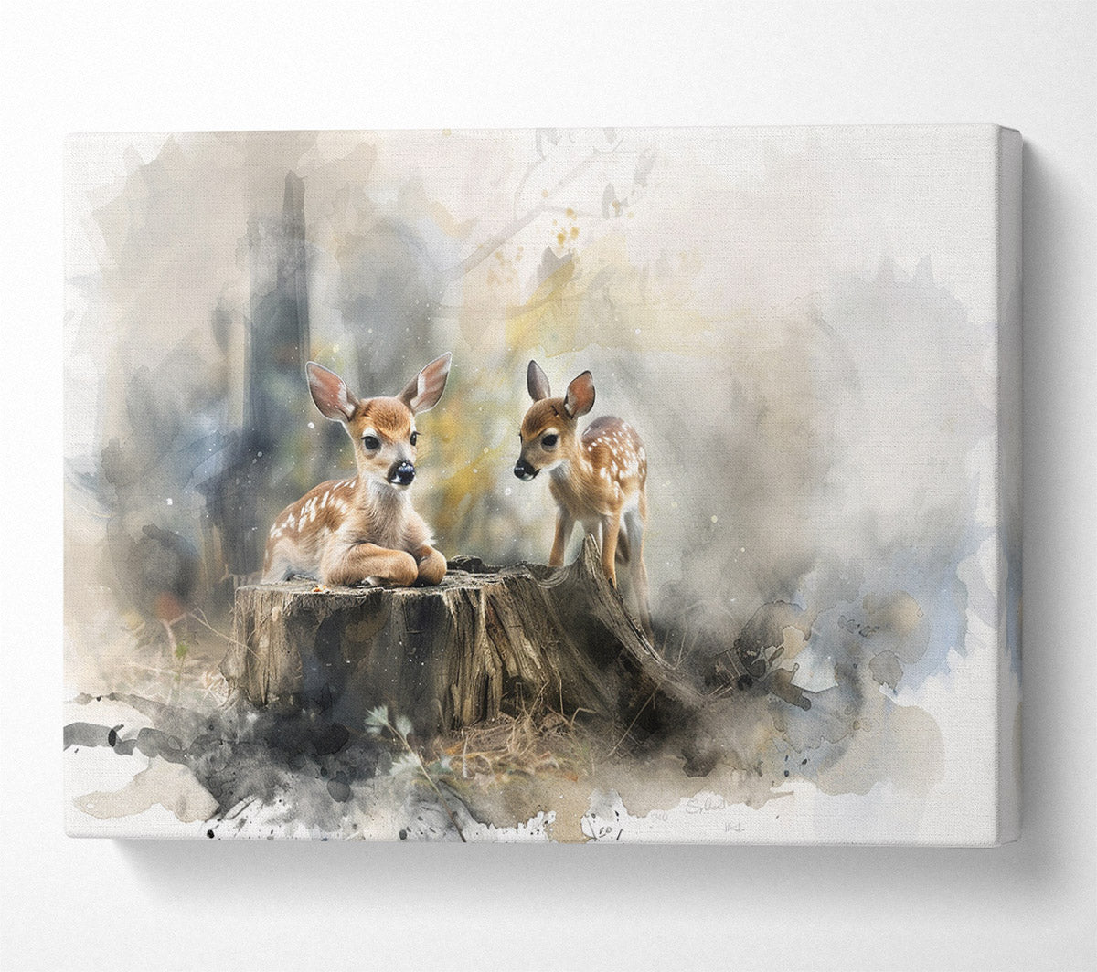 Two Little Deer Canvas Wall Art